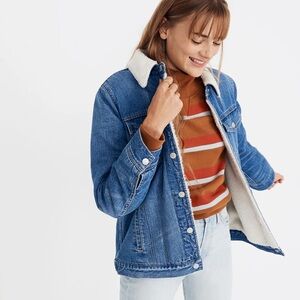 Madewell Oversized Jean Jacket in Pinehill Wash: Sherpa Edition